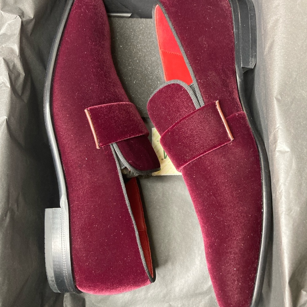 Hugo Boss Burgundy Velvet Men's Loafers